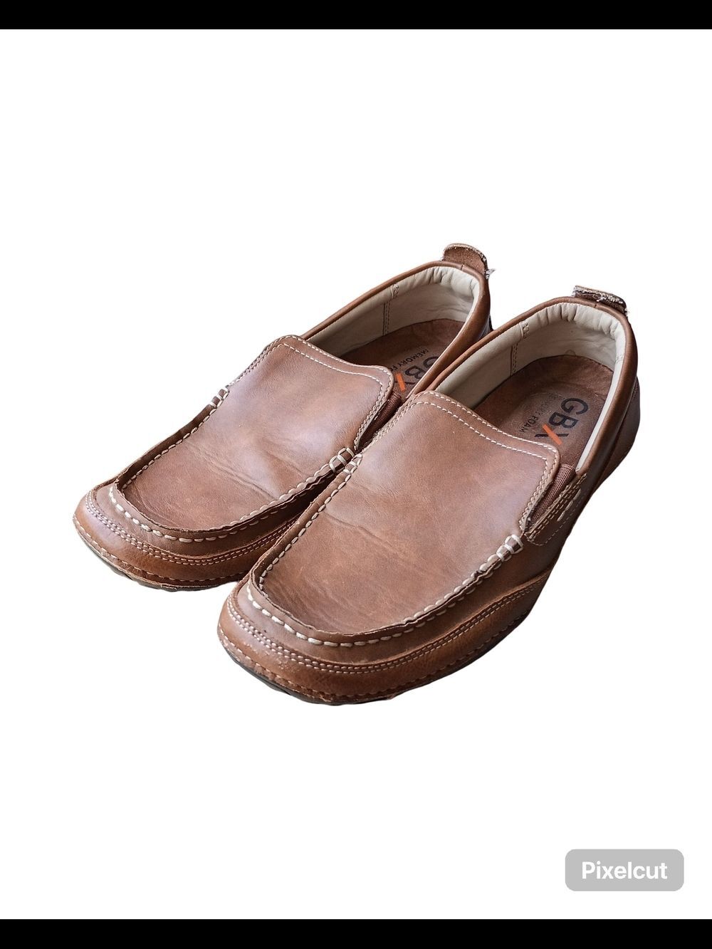 GBX Men's Brown Leather Slip-On Drivers Loafers | Men's Size 9.5